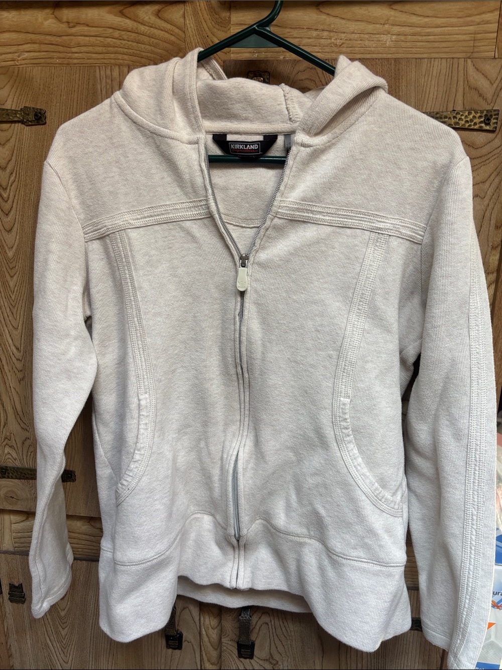 Kirkland Signature zip-up hoodie cream color